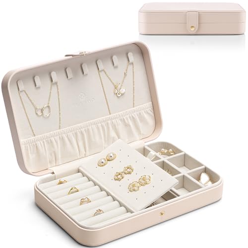 Vlando Reise-Schmuckschatulle für Frauen – tragbarer Schmuck-Organizer aus PU-Leder für Halsketten, Ohrringe, Ringe, Armbänder, Badezimmer-Organizer und Aufbewahrung, Mädchen-Geschenke, Party, von Vlando