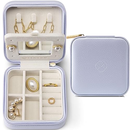 Vlando Schmuckkästchen Mädchen, Schmuckbox Klein Damen, für Ringe Ohrringe mit Spiegel Jewelry Box, Schmuckaufbewahrung Leder, Schmuckschatulle für Mädchen, Frauen Geschenk Lila von Vlando