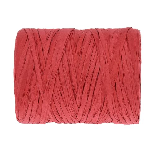 Vllcsla 100 m Bastband Natur Rot Grün, 5mm Breit, Ungefaltet Breite 4 cm, Bast Papier Band für Geschenk Geschenkpapier Bast Verpackung, Weihnachten Matt Bast Papier Band von Vllcsla