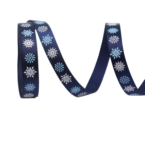 Vllcsla Geschenkband Navy, 10mm, Weihnachtsbande Blau, 4,5 Meter Länge, Weihnachten Silber Glitzerband, für Weihnacht Geschenkverpackung und DIY Schleifen Basteln, Packung mit 1 Rolle von Vllcsla