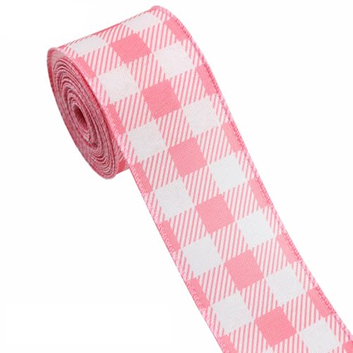 Vllcsla Geschenkband Rosa Stoff, Geschenkband Weihnachten Breit 63 mm, Rosa Weihnachtsband, Länge 5 Yards/Rolle, 4,5 Meter Lang, Rosa Weihnachtsdekoration Band, Schleifenband Weihnachten Rosa von Vllcsla