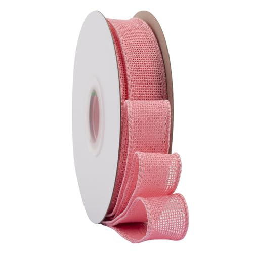 Vllcsla Juteband Rolle 25mm Breit, 9m Lange Jute Sackleinen Band, Juteband Gedrahtet Geschenkband, Drahtbänder für Geschenkverpackung, Grau/Weiß/Schwarz/Rosa/Rot/Hellblau/Grün Natur Craft Ribbon von Vllcsla