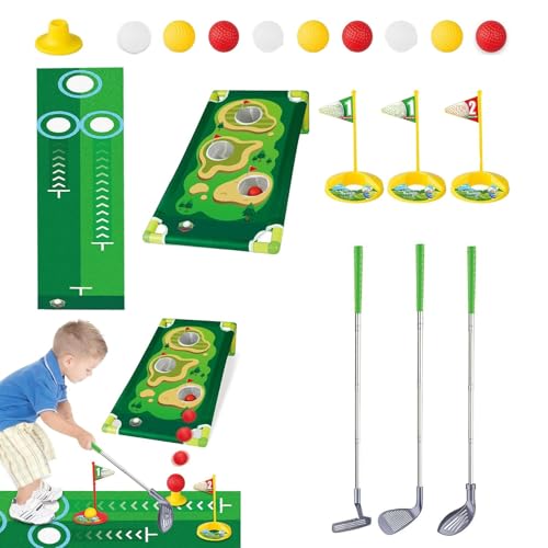 Vllold Kinder Golfspielzeug Set, Golfschläger Einstellbares Golfspielzeug mit Putting-Matte, lustiges Sportspielzeug Golfspiele mit Übungsloch für & Mädchen von Vllold