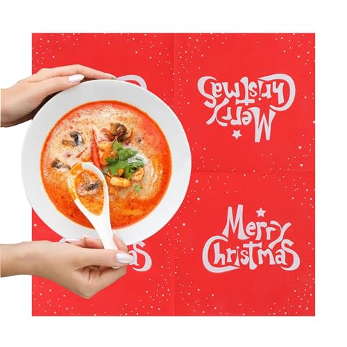 Vllold Weihnachtspapierservietten – Gäste-Papierservietten, Handtuch, Urlaubsservietten, stabile Weihnachtspapierhandtücher, Abendessen-Handserviette für Esszimmer, Küche von Vllold