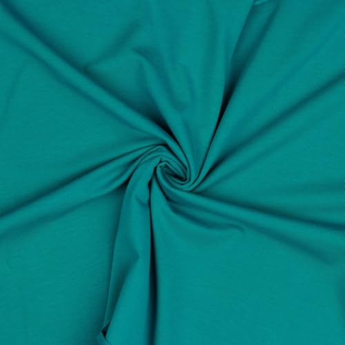 Jerseystoff Uni Meterware Tex Standard 100 + GOTS zertifiziert 69 Farben zur Auswahl Uni + Meliert (012 I Petrol, 50 x 150cm) von VmG-Store