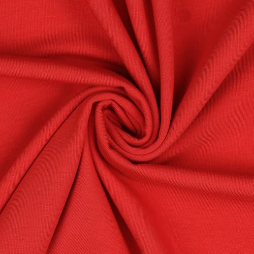 Jerseystoff Uni Meterware Tex Standard 100 zertifiziert 69 Farben zur Auswahl Uni + Meliert (026 I Tomate, 200 x 150cm) von VmG-Store