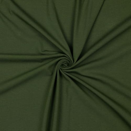 Jerseystoff Uni Meterware Tex Standard 100 + GOTS zertifiziert 69 Farben zur Auswahl (055 I Army Green, 100 x 150cm) von VmG-Store