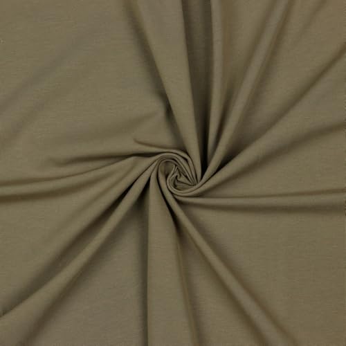 Jerseystoff Uni Meterware Tex Standard 100 + GOTS zertifiziert 69 Farben zur Auswahl (057 I Taupe, 100 x 150cm) von VmG-Store