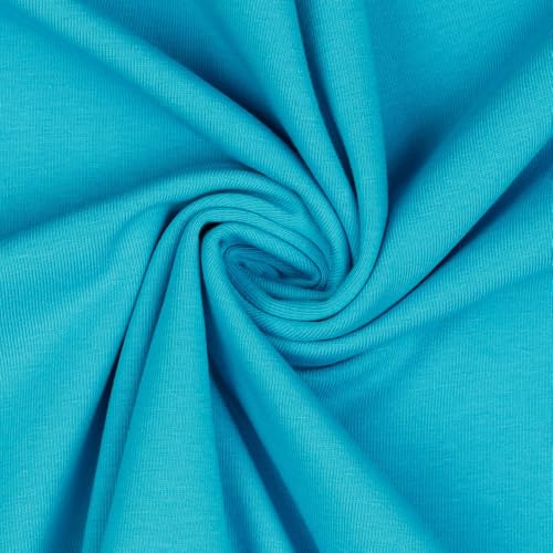 Jerseystoff Uni Meterware Tex Standard 100 + GOTS zertifiziert 69 Farben zur Auswahl Uni + Meliert (038 I Türkis, 200 x 150cm) von VmG-Store