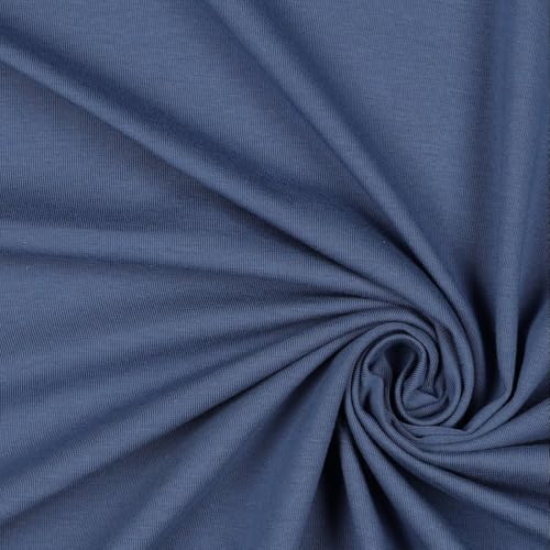 Jerseystoff Uni Meterware Tex Standard 100 + GOTS zertifiziert 69 Farben zur Auswahl Uni + Meliert (078 I Indigo, 100 x 150cm) von VmG-Store