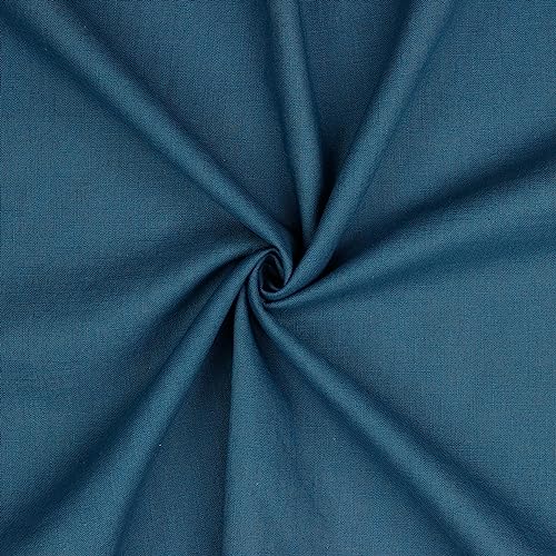 Leinen Stoff Meterware Uni 40 farben 100% Leinenstoff Naturstoff OEKO-TEX 140cm Breite (027 I Blau) von VmG-Store