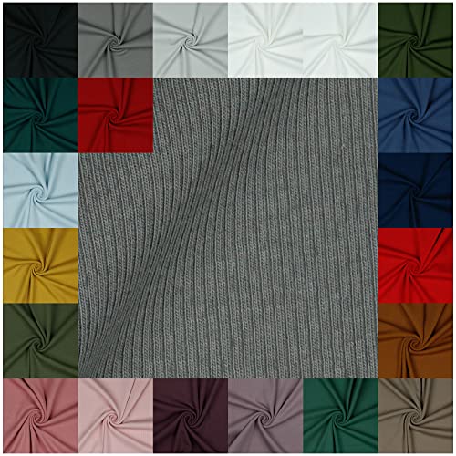 VmG-Store RIB Jerseystoff gerippt Uni Meterware 21 Farben zur Auswahl Tex zertifiziert Nähstoff (100 x 145cm, 003 I Grau) von VmG-Store