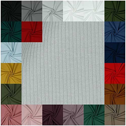 VmG-Store RIB Jerseystoff gerippt Uni Meterware 21 Farben zur Auswahl Tex zertifiziert Nähstoff (100 x 145cm, 004 I Hellgrau) von VmG-Store