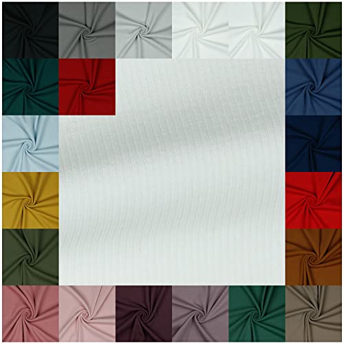 VmG-Store RIB Jerseystoff gerippt Uni Meterware 21 Farben zur Auswahl Tex zertifiziert Nähstoff (100 x 145cm, 005 I Weiß) von VmG-Store