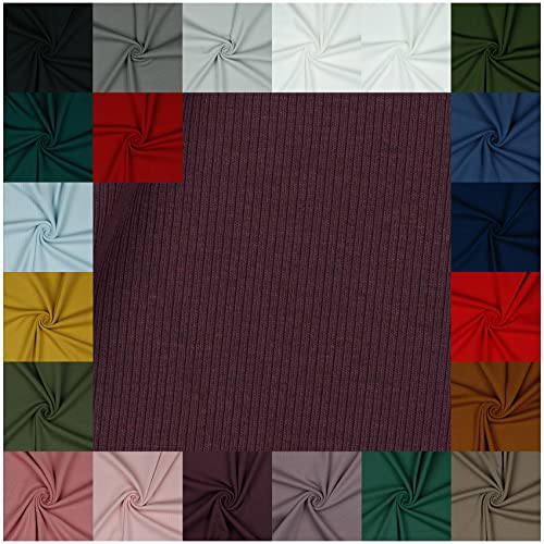 VmG-Store RIB Jerseystoff gerippt Uni Meterware 21 Farben zur Auswahl Tex zertifiziert Nähstoff (100 x 145cm, 060 I Aubergine) von VmG-Store