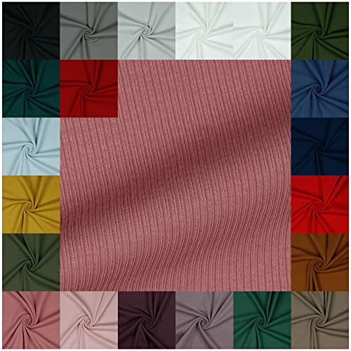 VmG-Store RIB Jerseystoff gerippt Uni Meterware 21 Farben zur Auswahl Tex zertifiziert Nähstoff (100 x 145cm, 062 I Blush) von VmG-Store