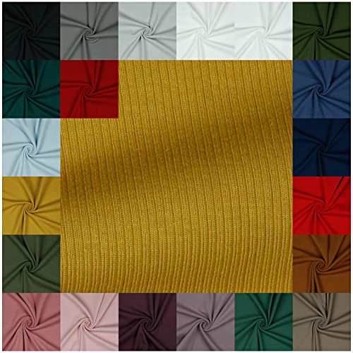 VmG-Store RIB Jerseystoff gerippt Uni Meterware 21 Farben zur Auswahl Tex zertifiziert Nähstoff (100 x 145cm, 064 I Ochre) von VmG-Store