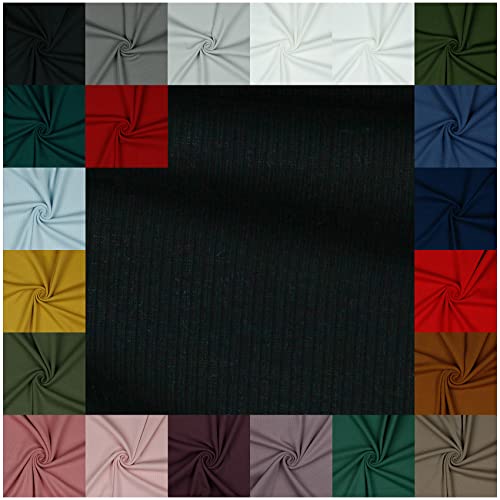 VmG-Store RIB Jerseystoff gerippt Uni Meterware 21 Farben zur Auswahl Tex zertifiziert Nähstoff (200 x 145cm, 001 I Schwarz) von VmG-Store