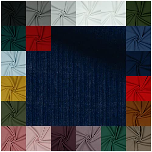 VmG-Store RIB Jerseystoff gerippt Uni Meterware 21 Farben zur Auswahl Tex zertifiziert Nähstoff (200 x 145cm, 019 I Navy) von VmG-Store