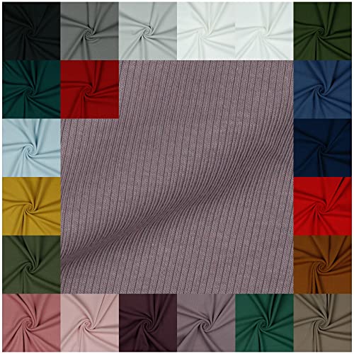 VmG-Store RIB Jerseystoff gerippt Uni Meterware 21 Farben zur Auswahl Tex zertifiziert Nähstoff (200 x 145cm, 059 I LilaC) von VmG-Store