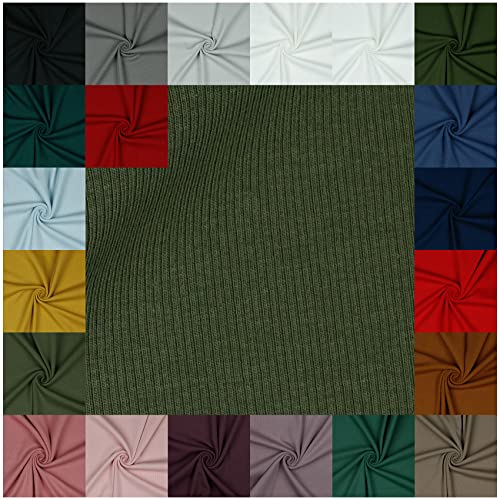 VmG-Store RIB Jerseystoff gerippt Uni Meterware 21 Farben zur Auswahl Tex zertifiziert Nähstoff (200 x 145cm, 063 I Army Green) von VmG-Store