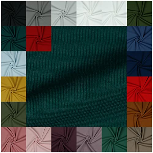 VmG-Store RIB Jerseystoff gerippt Uni Meterware 21 Farben zur Auswahl Tex zertifiziert Nähstoff (200 x 145cm, 066 I Dunkel Cyan) von VmG-Store