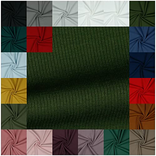 VmG-Store RIB Jerseystoff gerippt Uni Meterware 21 Farben zur Auswahl Tex zertifiziert Nähstoff (50 x 145cm, 013 I Dunkelgrün) von VmG-Store