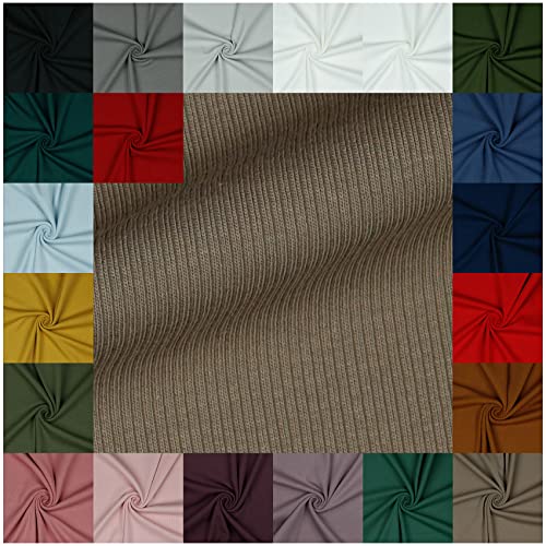 VmG-Store RIB Jerseystoff gerippt Uni Meterware 21 Farben zur Auswahl Tex zertifiziert Nähstoff (50 x 145cm, 057 I Taupe) von VmG-Store