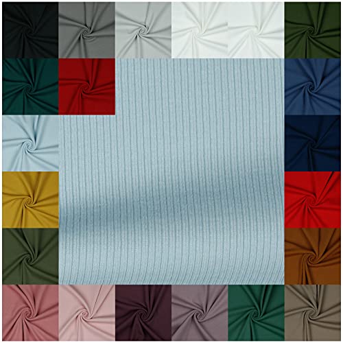 VmG-Store RIB Jerseystoff gerippt Uni Meterware 21 Farben zur Auswahl Tex zertifiziert Nähstoff (50 x 145cm, 065 I Hellblau) von VmG-Store