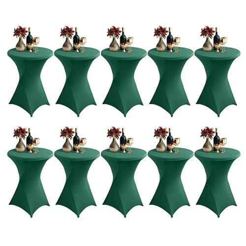 Vnituasr 10 Sets grüne Cocktail Tischhussen, Bar-Stretch-Tischhussen für Bistrotische Ø 80-85 cm, runde Tischtücher für Partys, Bankette und Stehtische (80 x 110 cm, grün) von Vnituasr