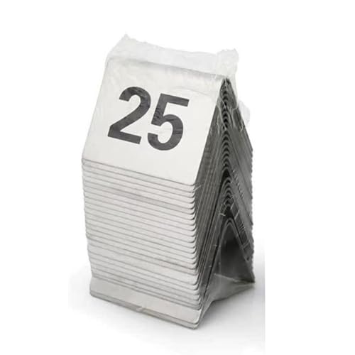 Tischnummern, Edelstahl-Zeltstil 1-10/25/50/100, stapelbares digitales Nummernschild for Restaurants for Hochzeits-, Geburtstags- und Hochzeitspartyzubehör(25) von Vnook