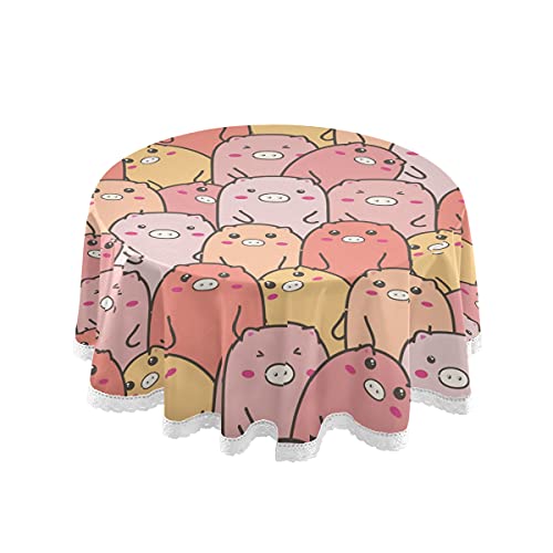 Aquarell Tier Rosa Schwein Schweinchen Runde Tischdecken für Runde Tische Tischtuch Tischdecke für Party Urlaub Abendessen Küche Dekor Zuhause von Vnurnrn