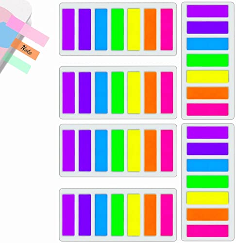 VOARGE 840 Stücke Kleine Fahnen Tabs Haftnotizen Beschriftbare, Kleine Fahnen Haftnotizen Tabs Beschreibbare Etiketten für Seitenmarkierung, 8 x 45 mm, 6 Set, 7 Farben von Voarge