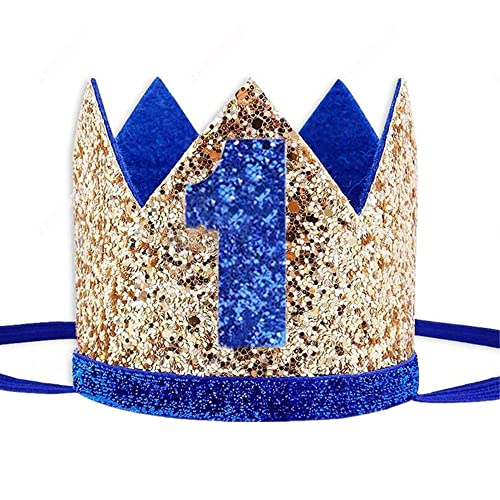 Voarge 1 Jahr Geburtstag Baby Krone, Geburtstag Krone Baby Geburtstagskrone Haarband Haarschmuck, Haarschmuck Stirnband Haarband Für Babys, blau von Voarge