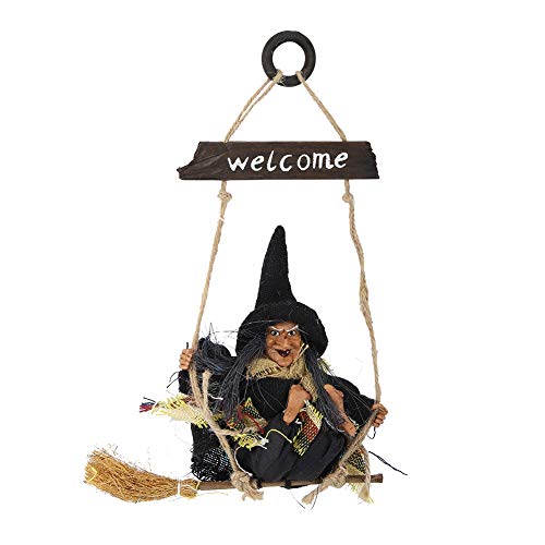 Vobor Halloween Hexe Dekoration Fenster zum Aufhängen Halloween Dekoration Hexe Figur Halloween Ornament Baum Dekoration (schwarz) von VOBOR