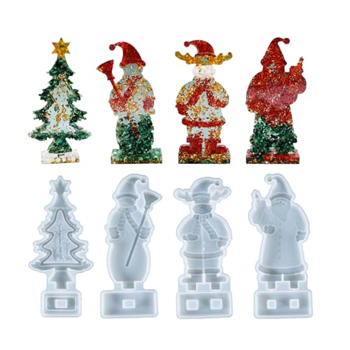 Silikon-Kerzenform 4-teiliges Set, 3D Silikonformen Gießformen Kerzenformen Gießen Weihnachtsmann Weihnachtsbaum für Weihnachtsdekoration, Familienfeier, DIY Silikonformen Gießformen von Voddkis