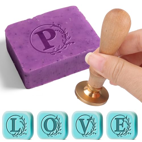 Vodolo Personalisierter Seifenstempel für hausgemachte Seife, Buchstabe P, individueller Initial-Seifenstempel, multifunktionales Seifenherstellungs-Set, personalisiertes Geschenk für Seifenbastler von Vodolo