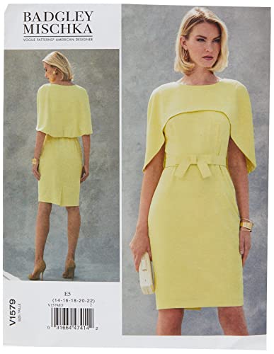 Vogue Patterns V1579E50 Vogue Pattern 1579 E5 Damen-Kleid, Größe 42-50, Taschentuch, mehrfarbig, 20 x 0.5 x 25 cm von Vogue Patterns