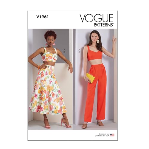 Vogue V1961 Schnittmuster-Paket für Damen, gefüttert, BH-Top, ausgestellter Rock und Hose, Größen 32-34-36-40 von Vogue Patterns