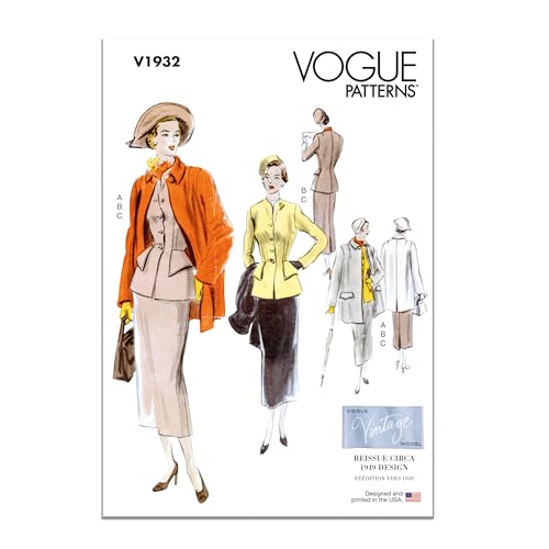 Vogue Schnittmuster-Set für Damenanzug und Mantel, Design Code V1932, Größen 36-38-40-42-44 von Vogue Patterns