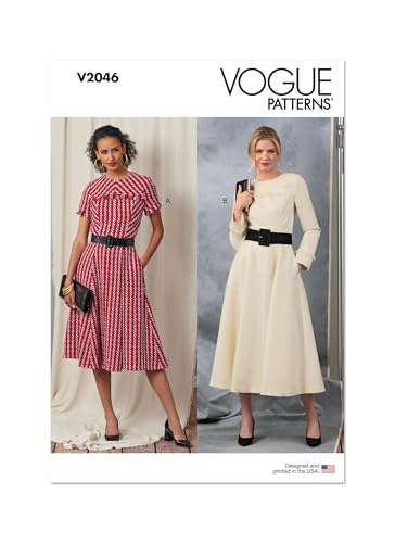 Vogue Patterns Paper Pattern V2046D5 Damenkleid mit Ärmel- und Längenvariationen, D5 (32-36-36-38-40) von Vogue