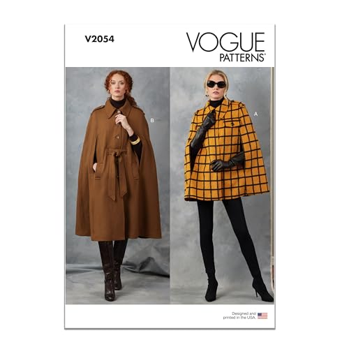 Vogue Patterns Paper Pattern V2054A Damen-Umhang und Gürtel, Größe XS, S, M, L, XL, XXL von Vogue