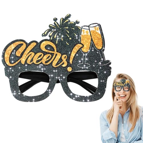 Neujahrsbrille | Lustige Brille Dekoration Silvester Brillen Stilvolle Silvester Zubehör Foto Requisiten Brille für Damen Herren von Voihamy