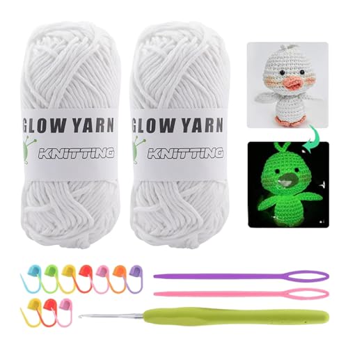 Voihamy Glow In The Dark Yarn | Leuchtendes Häkelgarn | Im Dunkeln Leuchtendes Garn | Leuchtendes Strickhäkelgarn Zum Häkeln | Leuchtwolle Zum Häkeln Stric | Häkelgeschenk Für Familie, Kinder von Voihamy