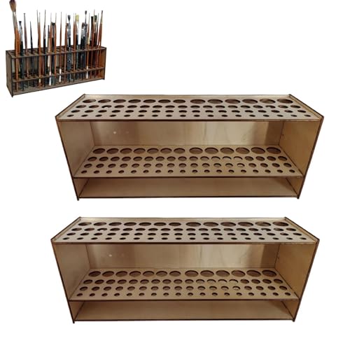 Voihamy Pinsel Organizer Aus Holz, Pinsel Aufbewahrung Pinselhalter, 67 Löchern Pinselständer Aus Holz, Pinselhalter Malen, Multifunktionaler Organizer Ständer, Abnehmbarer Kunstständer von Voihamy