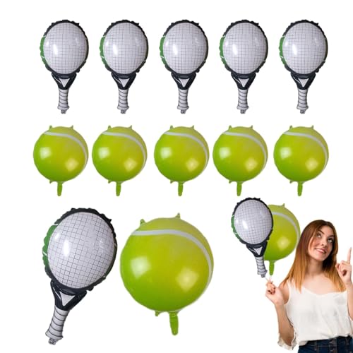 Voihamy Tennis-Motto-Party-Luftballons, Tennis-Luftballons, Party-Dekoration,12 Stück/Set Luftballons in Tennisschlägerform - Tennisball-Folienballons, Tennis-Motto-Partyzubehör, kreative von Voihamy