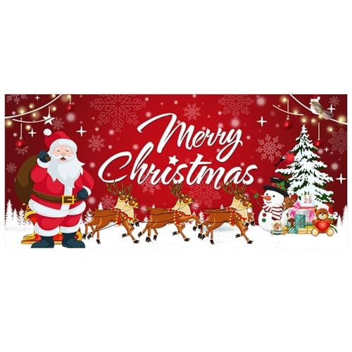 Voihamy Weihnachtsbanner für draußen,Garagentor-Abdeckungswandbilder 13 x 6 Fuß | Weihnachtsfeiertags-Hintergrunddekoration, 2023 rote Ornamente Hintergrundschild für Park, Garage von Voihamy