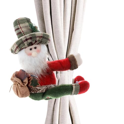 Vorhang-Raffhalter mit Weihnachtsmotiv,Vorhang-Raffhalter Weihnachten, Dekorative Puppenvorhänge mit Schnalle, Weihnachts-Vorhangverschlüsse, Schneemann-Elch-Puppe, niedliche von Voihamy