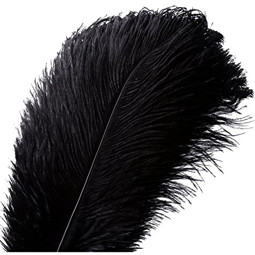 VoilaLove 10 stücke Natürliche Straußenfedern Handwerk 12-14 Zoll (30-35 cm) Plume für Hochzeit Mittelstücke Dekoration (30-35 cm,Schwarz) von VoilaLove