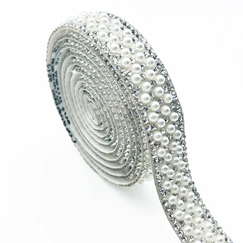 1 Rolle Strass-Diamantbänder, 91 cm, selbstklebende Glasperlen-Strass-Streifen, Glitzer-Strass-Bordüre, DIY-Diamant-Aufkleber, Heißprägeband für Glitzerkleidung, 1,5 cm von Vokenforu